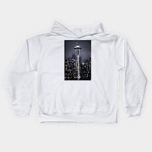 Seattle Space Needle at Night Kids Hoodie